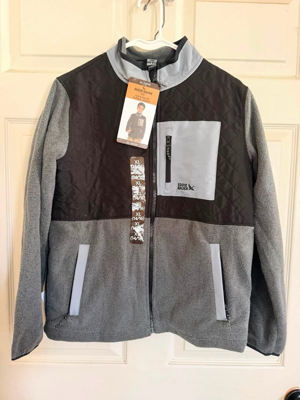 Eddie Bauer kid's Gray and Black Quilted Fleece Jacket